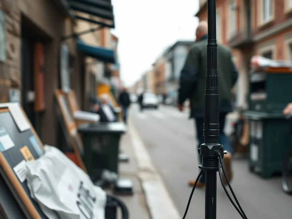 Une antenne de collier Garmin posée à côté d'un collier de repérage GPS, sur un fond de forêt.