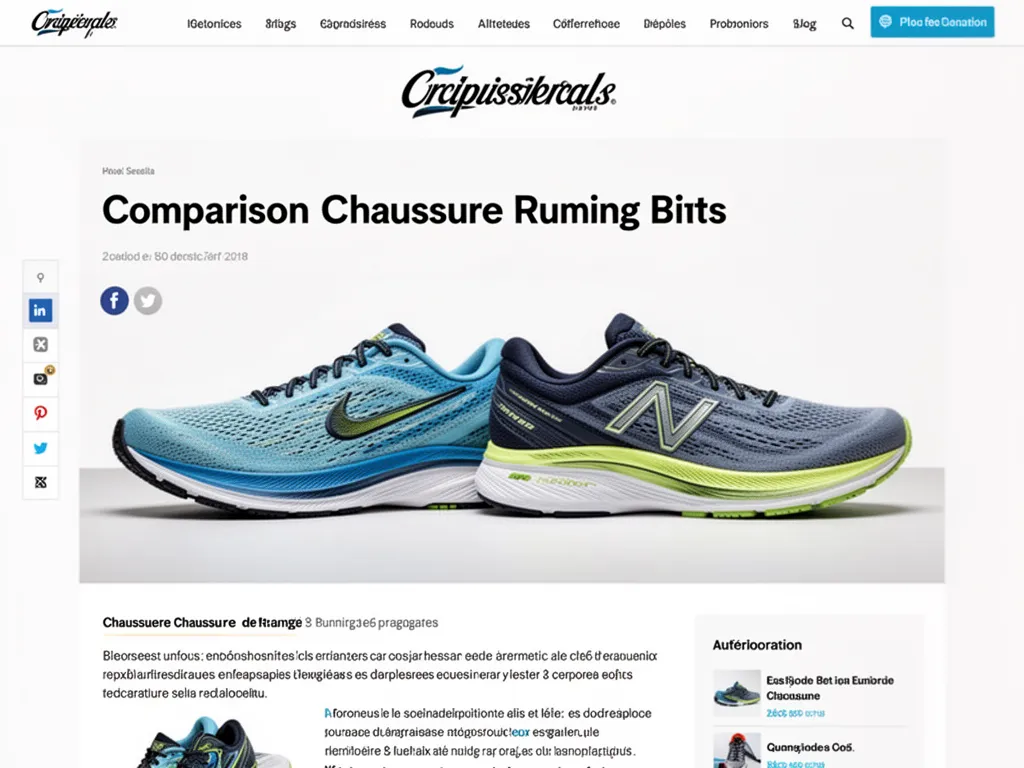 Plusieurs paires de chaussures de running alignées au sol avec des semelles et profils différents