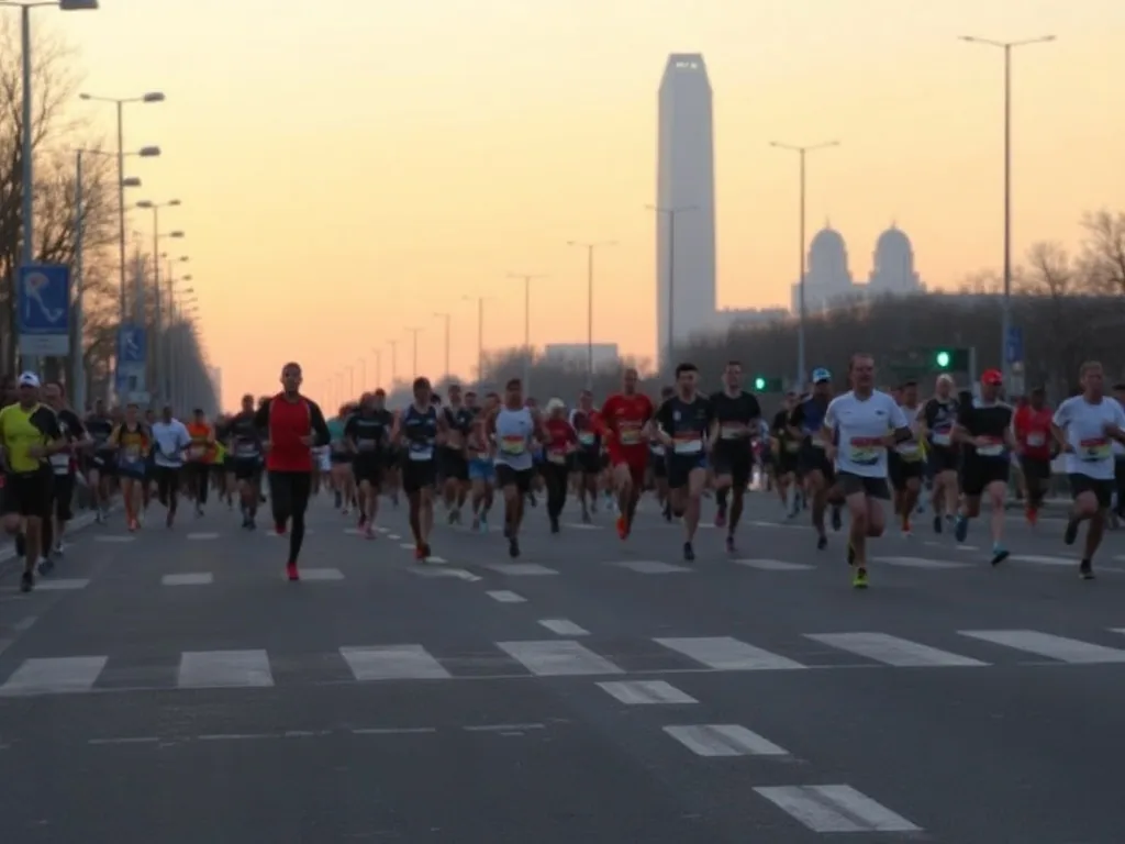 Un coureur de marathon surveille sa fréquence cardiaque sur sa montre pendant l'effort